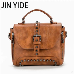 Matte PU Rivet Messenger Shoulder Bag Crossbody Satchel