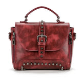 Matte PU Rivet Messenger Shoulder Bag Crossbody Satchel