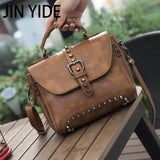 Matte PU Rivet Messenger Shoulder Bag Crossbody Satchel