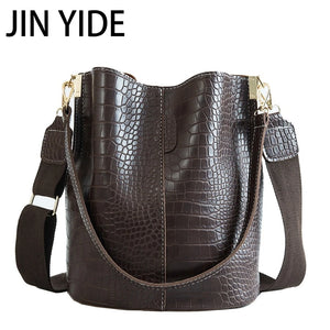 Crocodile Crossbody Bag PU Leather Bucket Handbag