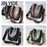 Crocodile Crossbody Bag PU Leather Bucket Handbag