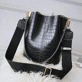 Crocodile Crossbody Bag PU Leather Bucket Handbag