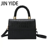 Stone Pattern Leather Crossbody Bag - Women's Fashion Accessory