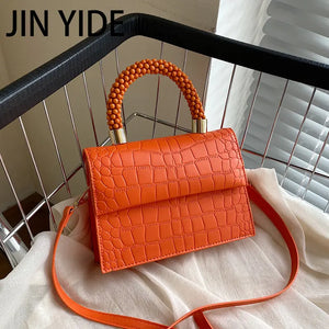 Stone Pattern Leather Crossbody Bag - Women's Fashion Accessory