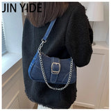 Denim Chain Tote Bag Armpit Bag for Women