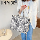 Women Canvas Shoulder Bag Embroidery Tote Crossbody Handbag