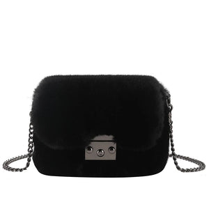 Faux Rabbit Fur Mini Handbag Chain Crossbody Bag