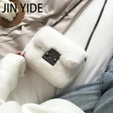 Faux Rabbit Fur Mini Handbag Chain Crossbody Bag