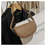 Large Half Moon Leather Crossbody Shoulder Bag for Women
