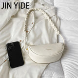 Large Half Moon Leather Crossbody Shoulder Bag for Women