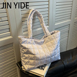 Large Capacity Winter Shoulder Bag Solid Nylon Handbags Cotton Casual Tote Bags