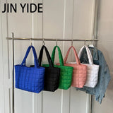 Large Capacity Winter Shoulder Bag Solid Nylon Handbags Cotton Casual Tote Bags