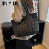 Large Capacity Winter Shoulder Bag Solid Nylon Handbags Cotton Casual Tote Bags