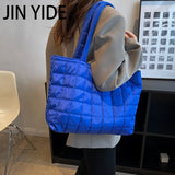 Large Capacity Winter Shoulder Bag Solid Nylon Handbags Cotton Casual Tote Bags
