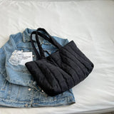 Large Capacity Winter Shoulder Bag Solid Nylon Handbags Cotton Casual Tote Bags