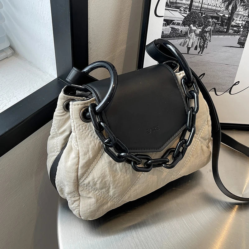 Canvas Tote Bucket Bag Women's Handbag Shoulder Travel Bag