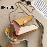 PU Leather Shoulder Messenger Bag Metal Handle Strap Casual Portable Bag