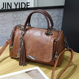 Retro PU Leather Tassel Crossbody Bag for Ladies