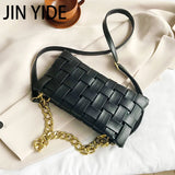 Crucious Leather Messenger Bag for Women with Chain Shoulder Strap