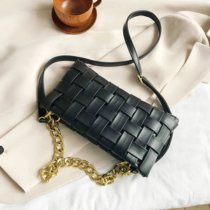 Crucious Leather Messenger Bag for Women with Chain Shoulder Strap