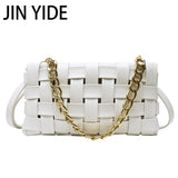Crucious Leather Messenger Bag for Women with Chain Shoulder Strap