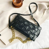 Crucious Leather Messenger Bag for Women with Chain Shoulder Strap