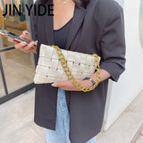 Crucious Leather Messenger Bag for Women with Chain Shoulder Strap
