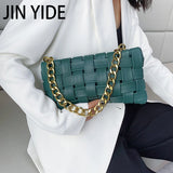 Crucious Leather Messenger Bag for Women with Chain Shoulder Strap