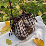 Leopard PU Leather Bucket Bag Crossbody Handbag Women Shoulder Purse