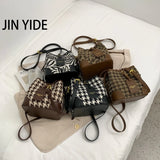 Leopard PU Leather Bucket Bag Crossbody Handbag Women Shoulder Purse