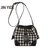 Leopard PU Leather Bucket Bag Crossbody Handbag Women Shoulder Purse