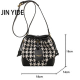 Leopard PU Leather Bucket Bag Crossbody Handbag Women Shoulder Purse