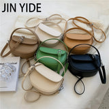 Small Saddle Crossbody Bags Short Handle Semicircular Ladies Handbags