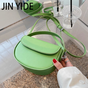 Small Saddle Crossbody Bags Short Handle Semicircular Ladies Handbags