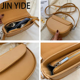 Small Saddle Crossbody Bags Short Handle Semicircular Ladies Handbags