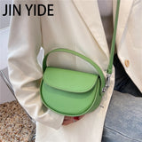 Small Saddle Crossbody Bags Short Handle Semicircular Ladies Handbags