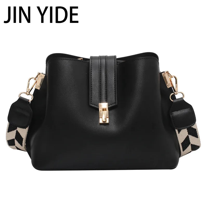 Vintage Small Leather Bucket Crossbody Bag for Women Lady Handbag