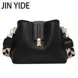 Vintage Small Leather Bucket Crossbody Bag for Women Lady Handbag