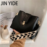 Vintage Small Leather Bucket Crossbody Bag for Women Lady Handbag