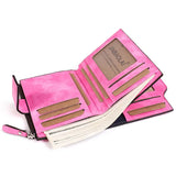 Matte PU Leather Ladies Wallet with Zipper Buckle