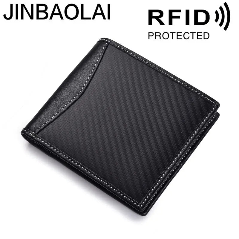 Carbon Fiber Leather Men's Wallet RFID Anti-Magnetic Multi-Card