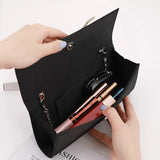Rhinestone Shoulder Bag Chain Flap Bag Solid Satin Crossbody Handbag Lady