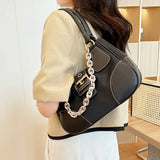 Canvas Splicing Shoulder Bag Girls Crossbody Chain Bag