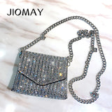 Rhinestones Evening Bag PU Leather Chain Clutch Shoulder Bags