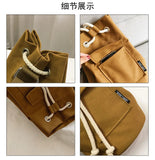 Canvas Drawstring Bucket Bag Single Shoulder Travel Bag