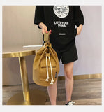 Canvas Drawstring Bucket Bag Single Shoulder Travel Bag