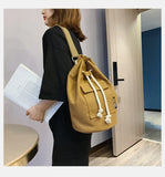 Canvas Drawstring Bucket Bag Single Shoulder Travel Bag