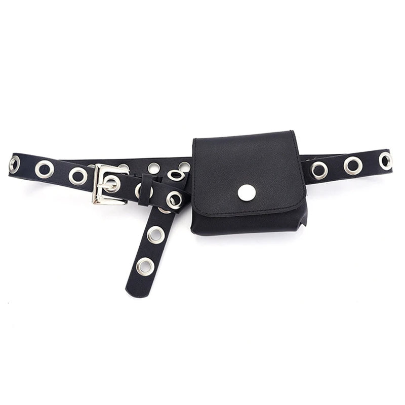 JNKET Rivet Belt Bag Women's Waist Packs PU Leather Waist Bag Punk Bum Bag