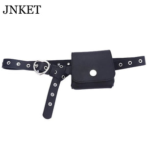 JNKET Rivet Belt Bag Women's Waist Packs PU Leather Waist Bag Punk Bum Bag