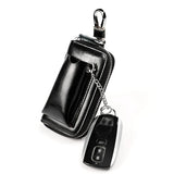 JNKET Retro Cow Leather Keychain Bag Key Case Zipper Key Bag